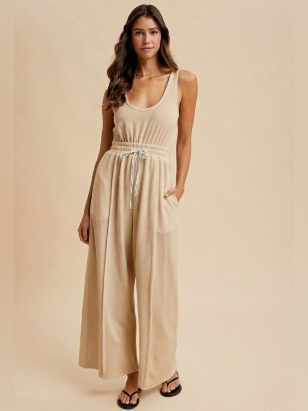 53.  CREPE KNIT WIDE LEG JUMPSUIT